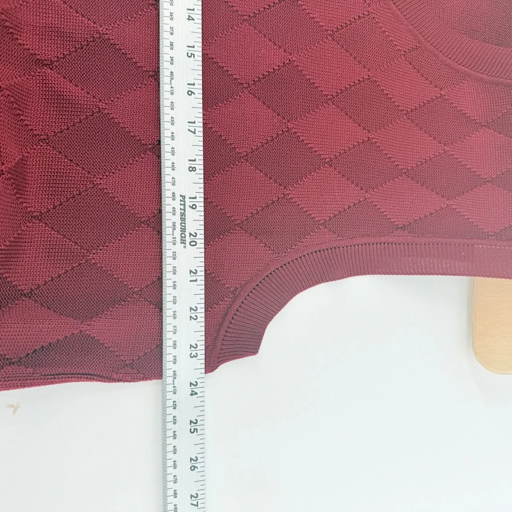 Fairway & Greene Mens XL Pima Cotton Argyle V-Neck Golf Sweater Vest Burgundy
